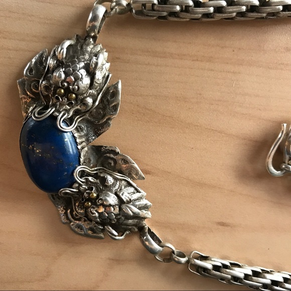 925 handmade silver necklace with lapis stone - Picture 2 of 3